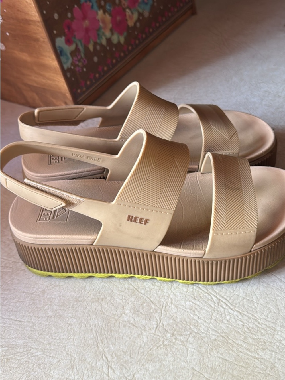 Reef Women's Tan Platform Slingback Sandals